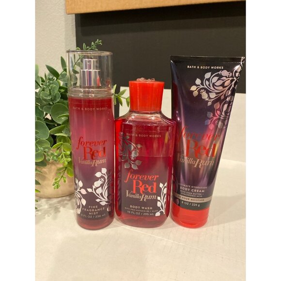 Bath & Body Works “Forever Red Vanilla Rum” NEW 3-Pc Set